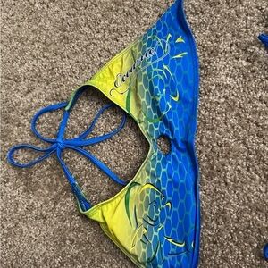 NWOT Oceanic Gear Yellow and Blue Bikini Top
